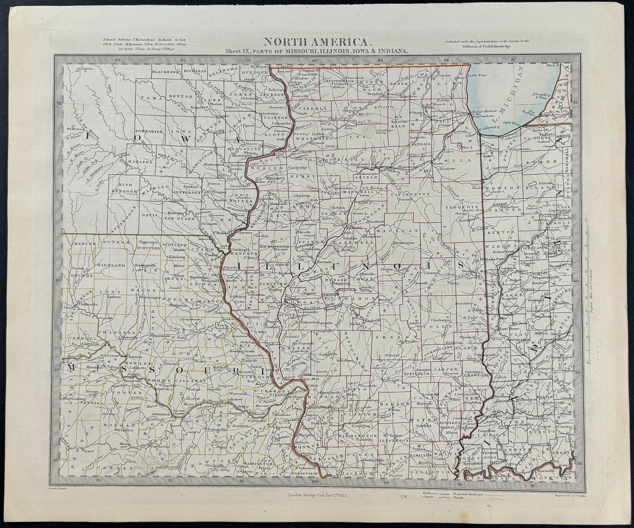 Map of North America, Sheet 9,  Parts of Missouri, Illinois, Iowa, & Indiana