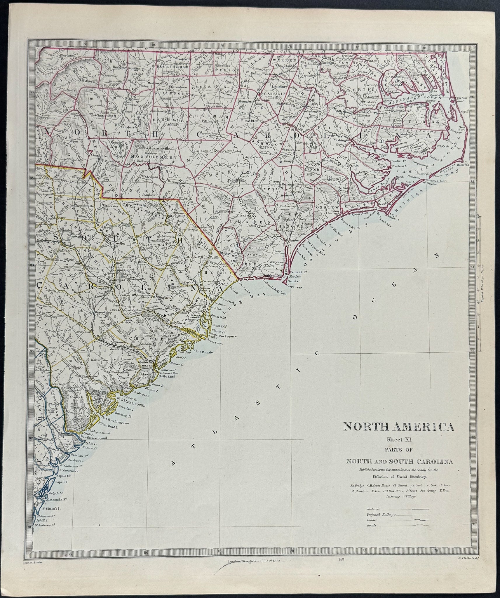 Map of North America, Sheet 11, North and South Carolina