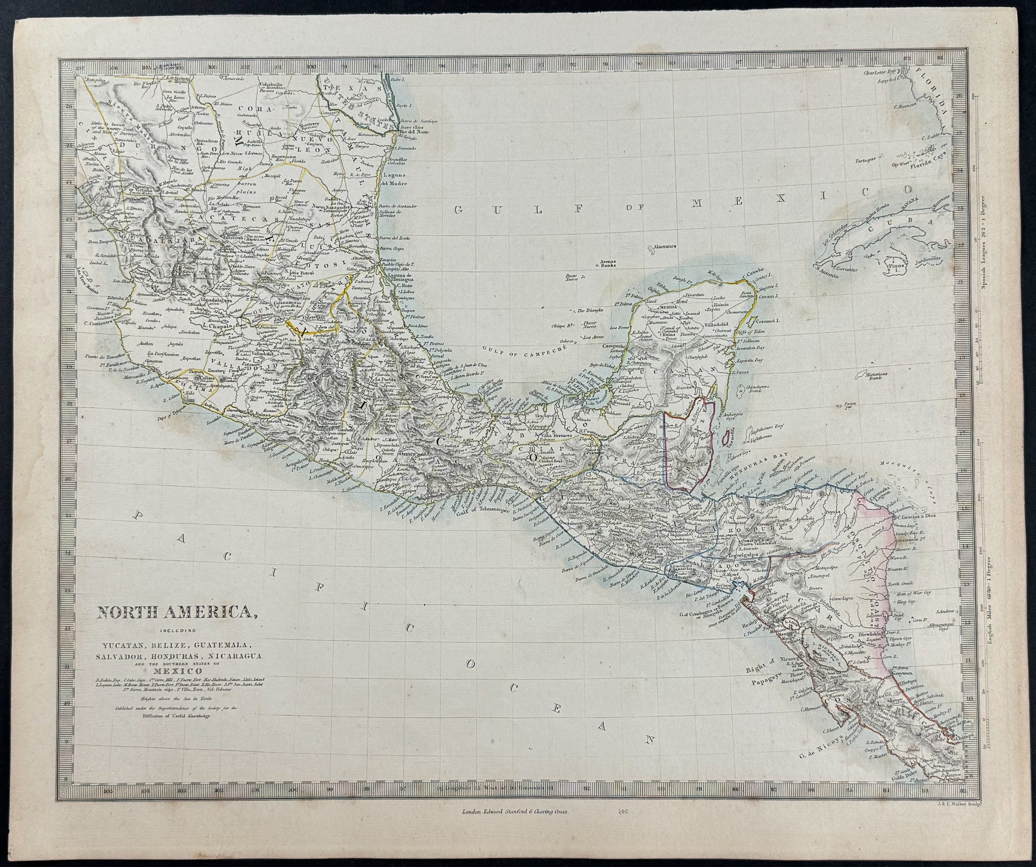 Map of North America, including Yucatan, Belize, Guatemala, Salvador, Honduras, Nicaragua, and the Southern States of Mexico