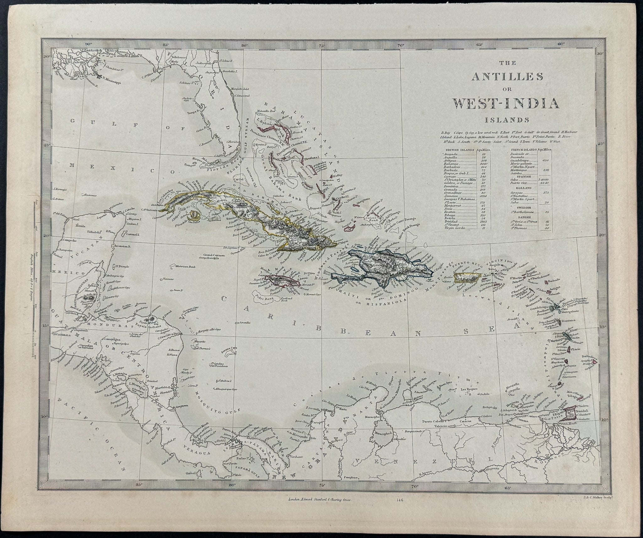 Map of the Antilles or West India Islands (West Indies)