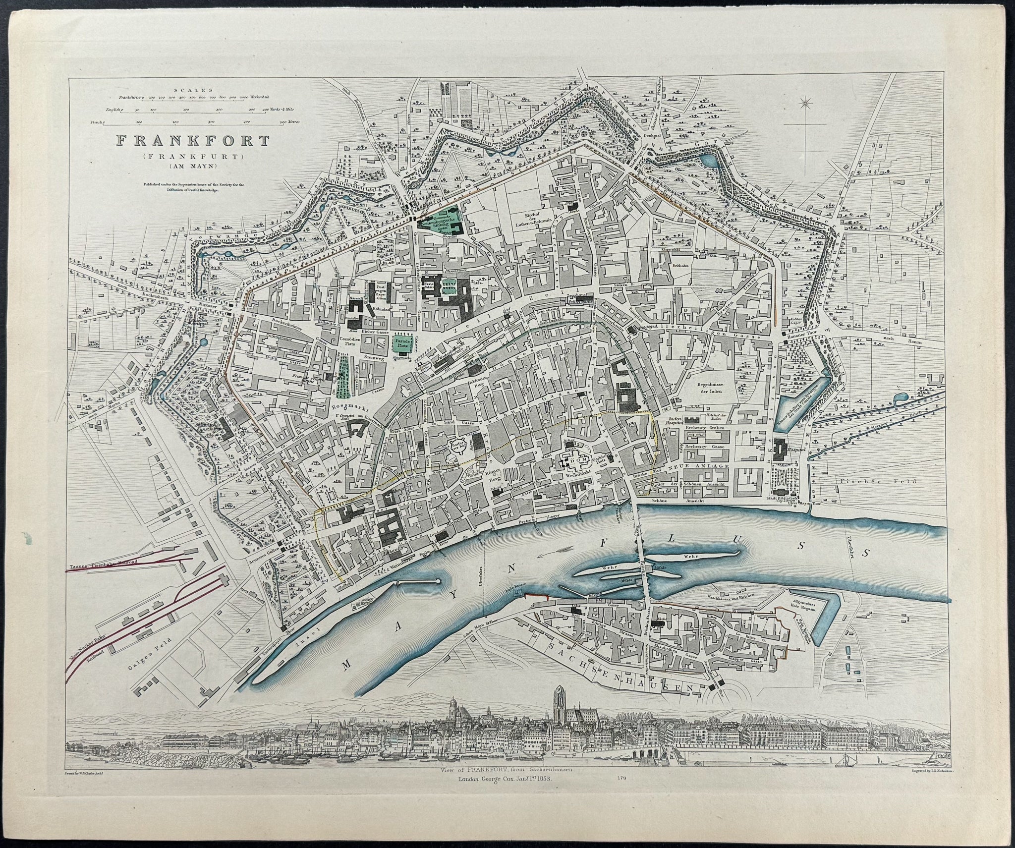 Map of Frankfort (Frankfurt), Germany