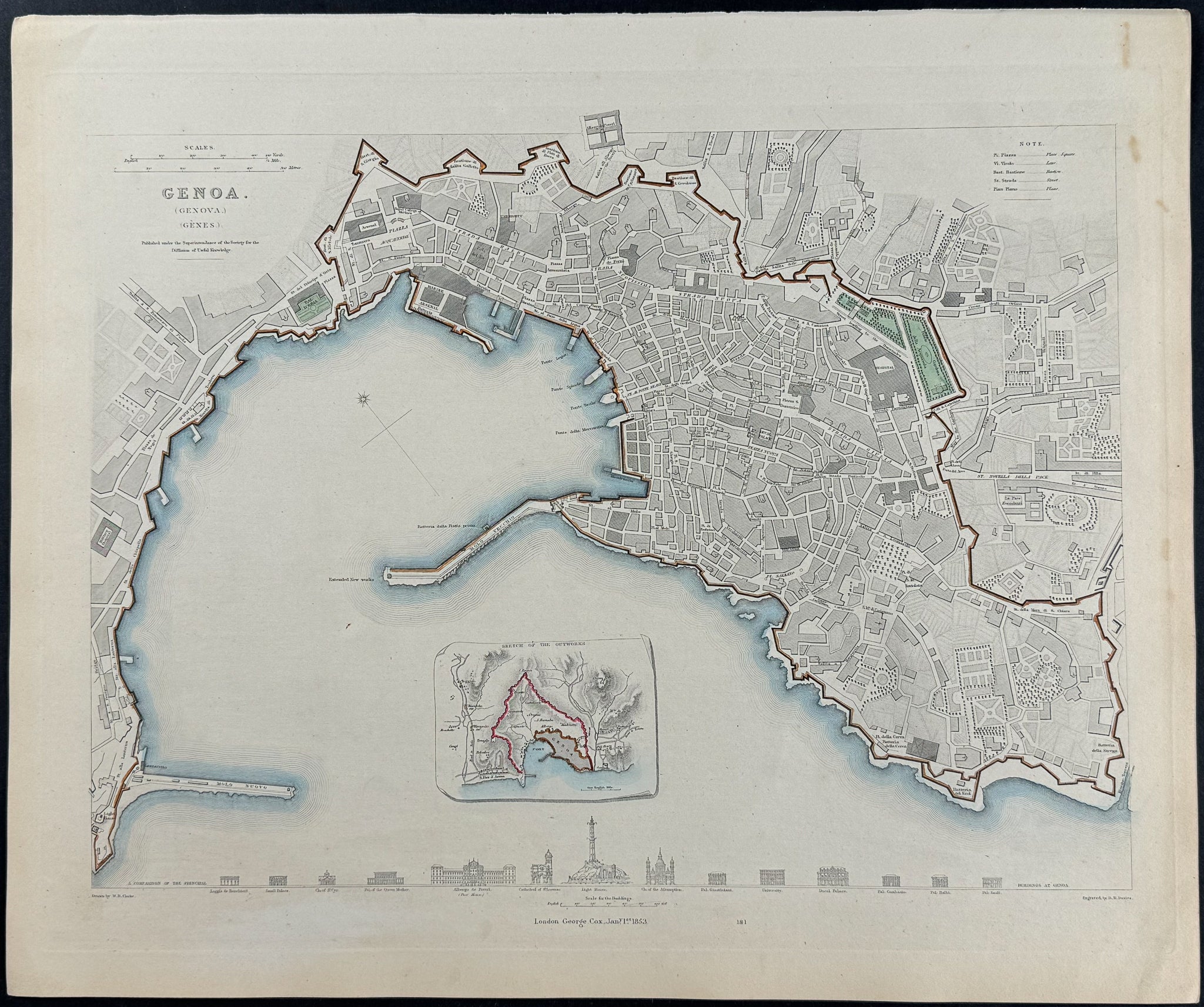 Map of Genoa (Genova), Italy
