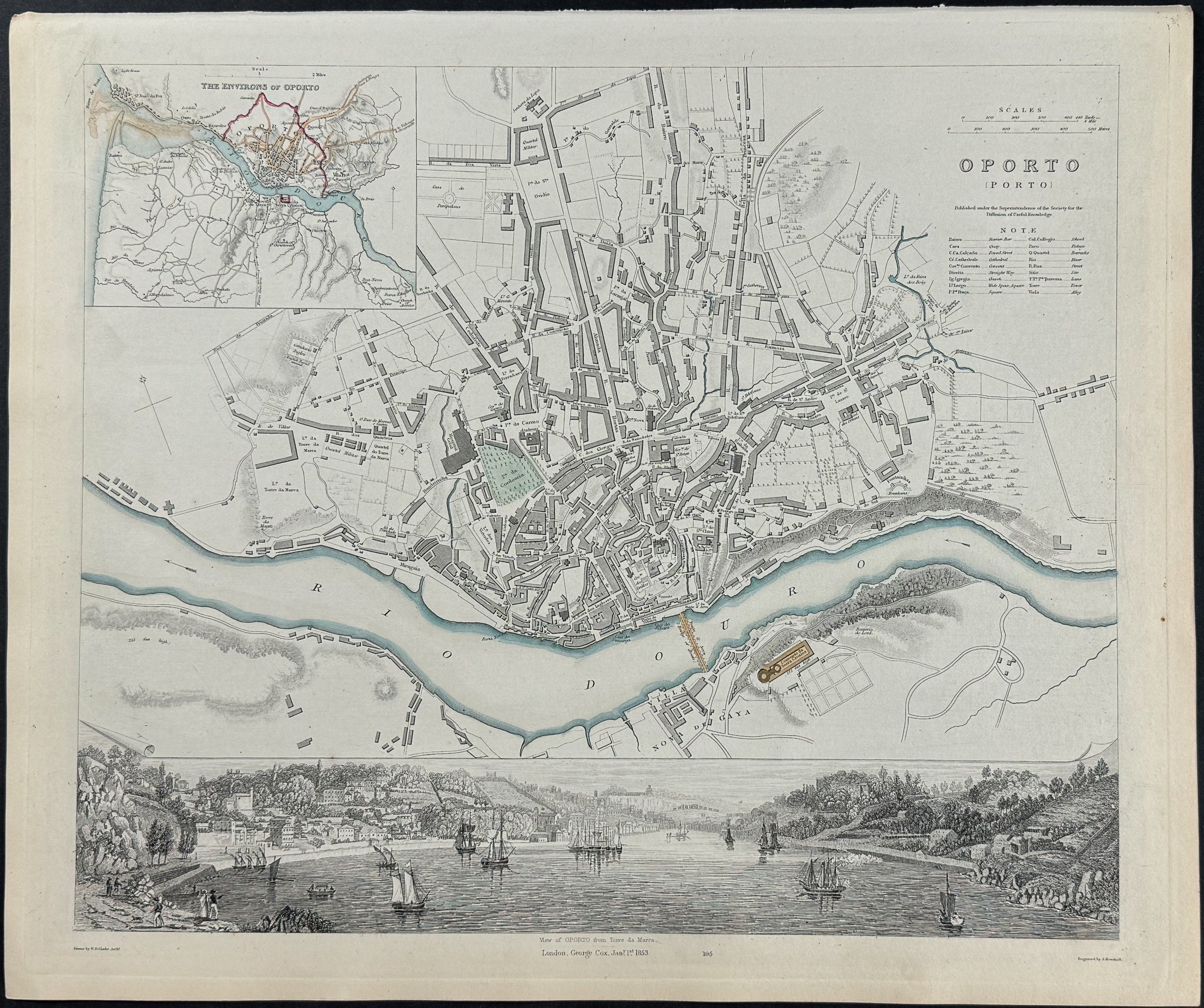 Map of Oporto, Portugal