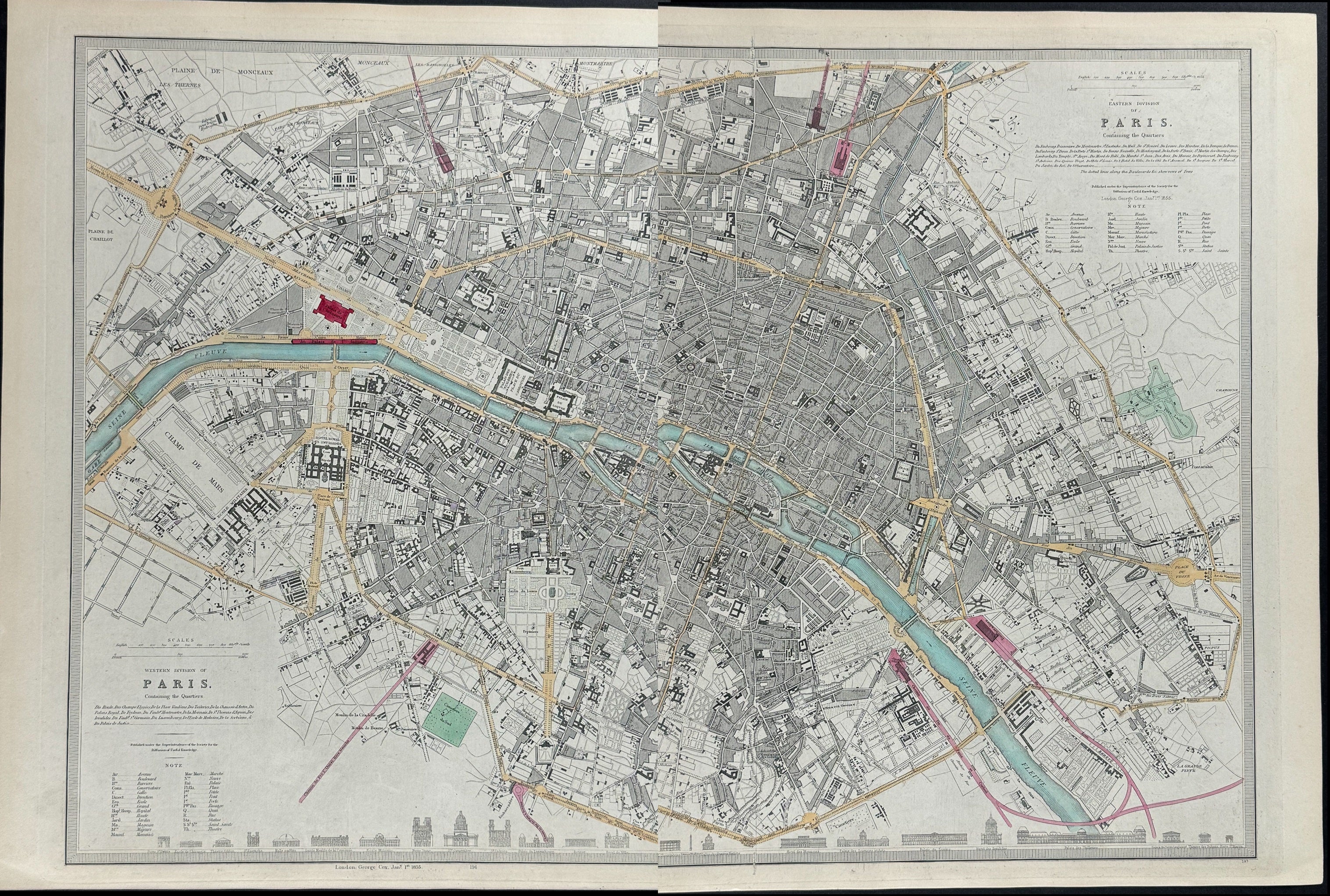 Map of Paris, France (in two sheets)