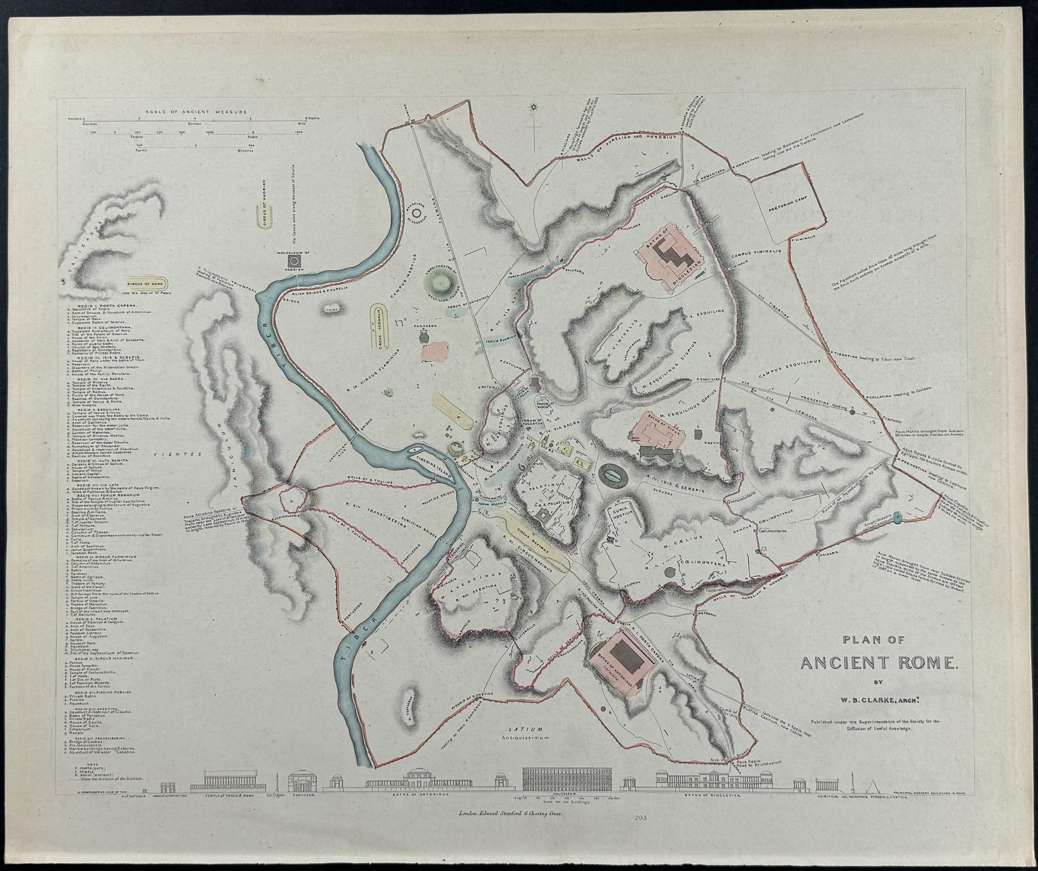 Map or Plan of Ancient Rome, Italy