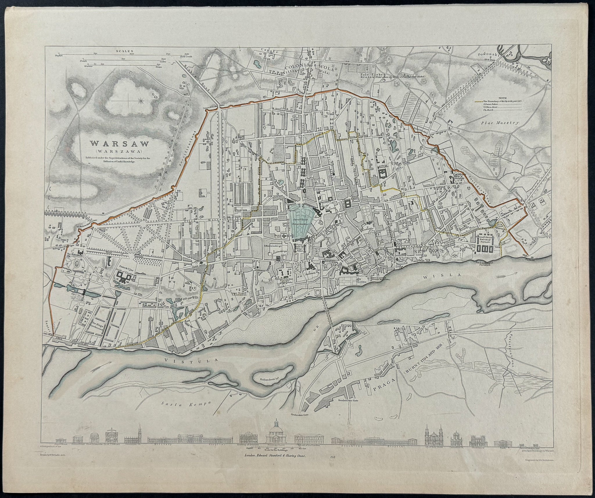 Map of Warsaw, Poland