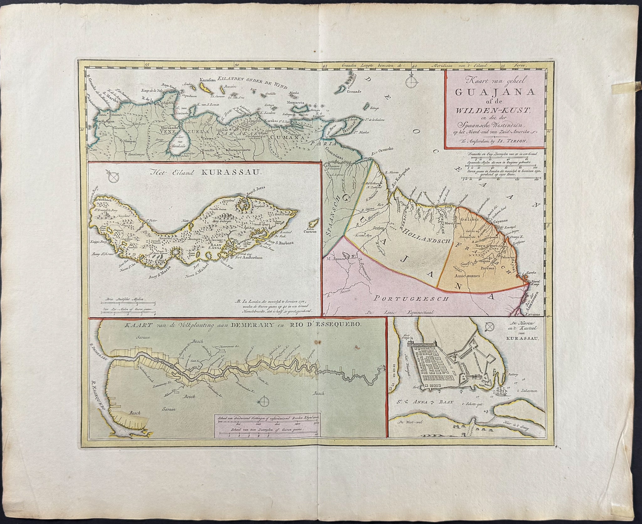 Map of South America: Colombia, Venezuela, Guyana, Curaçao