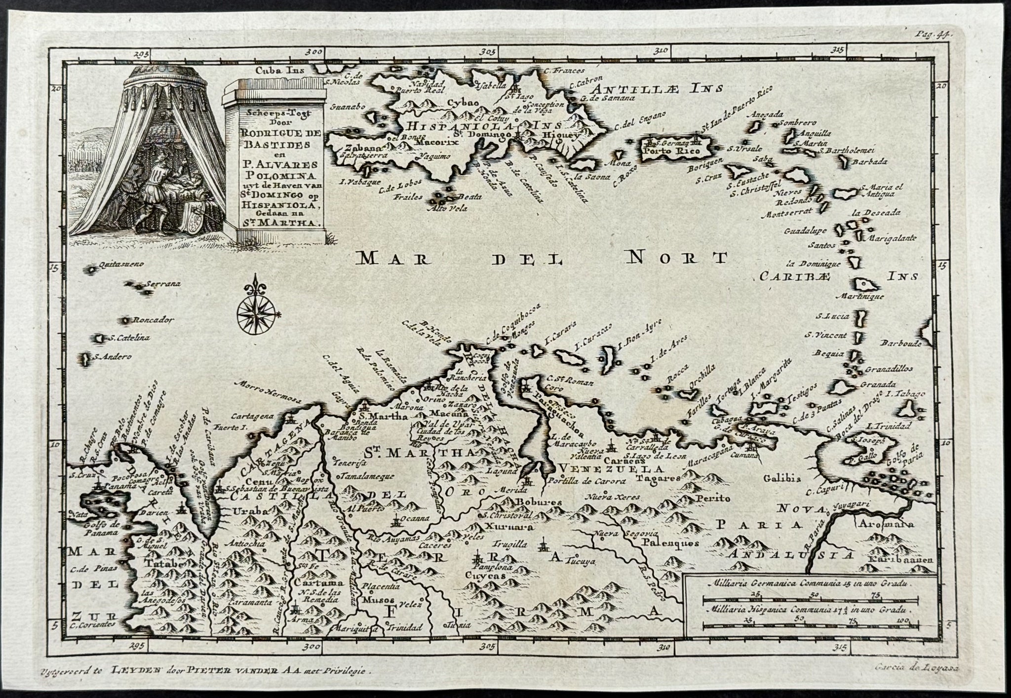 Map of Northern South America with Antilles Islands / West Indies