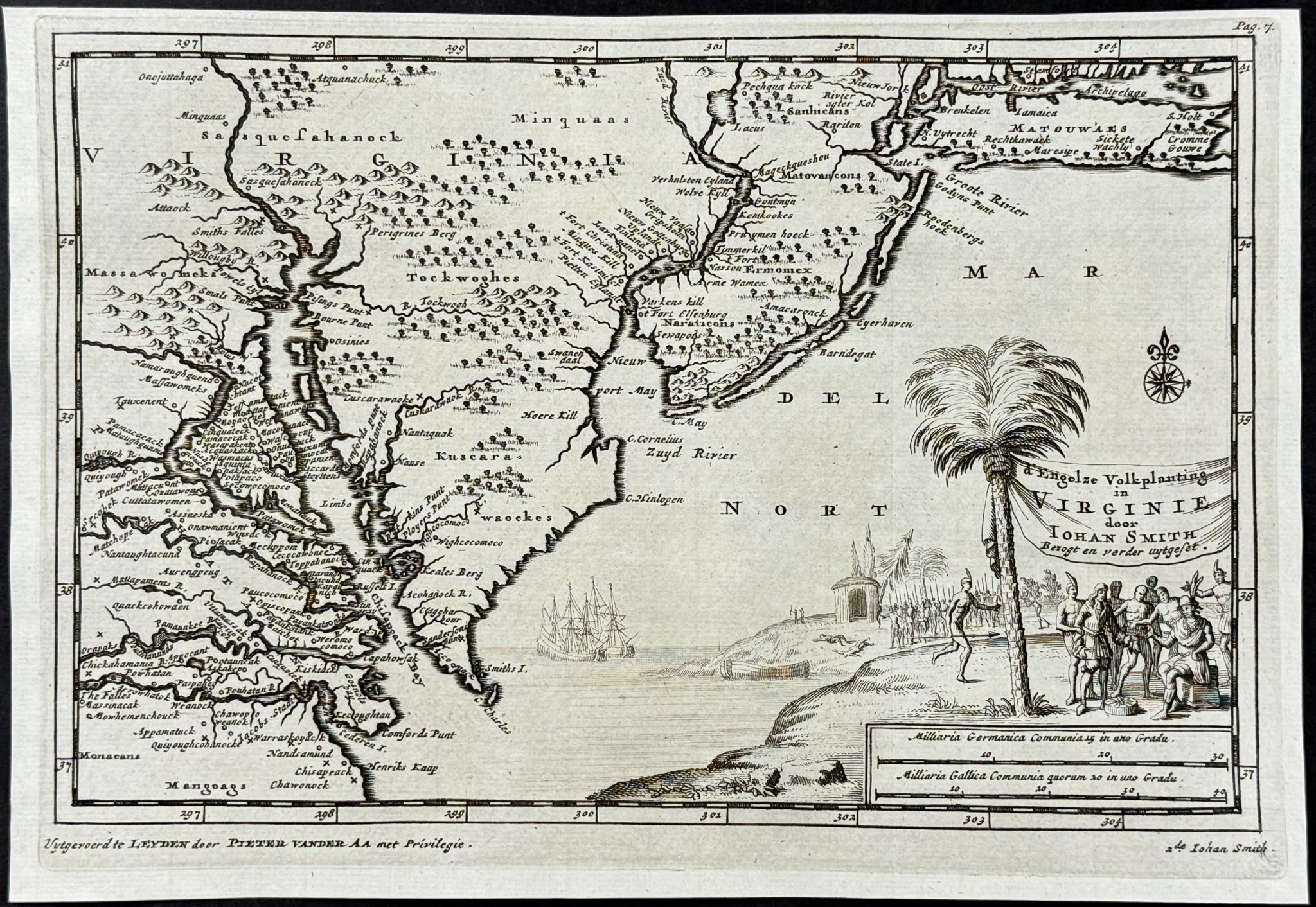 Map of Virginia, America (with John Smith named)