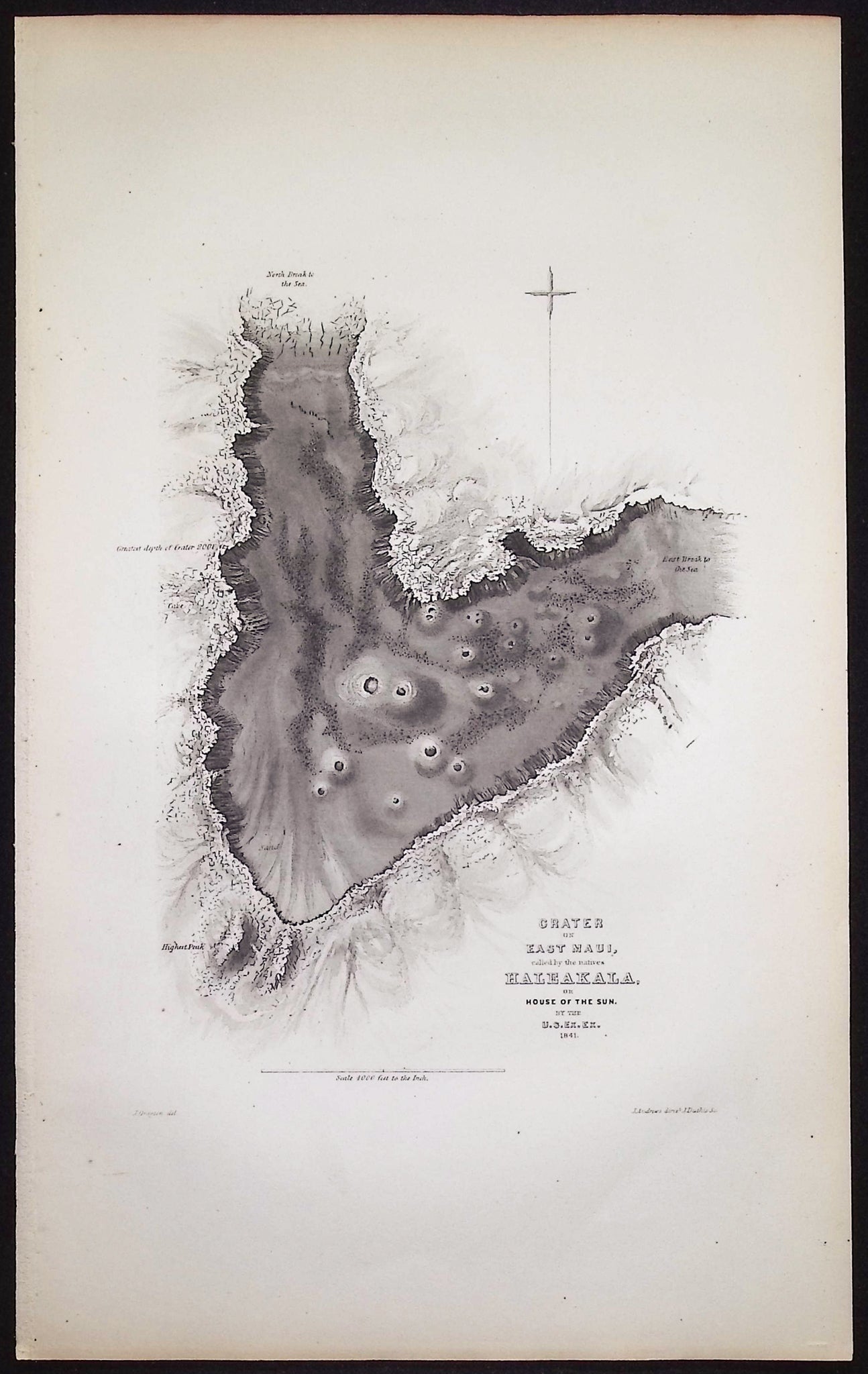 Crater of East Maui, called by the natives Haleakala or House of the Sun (Hawaii)