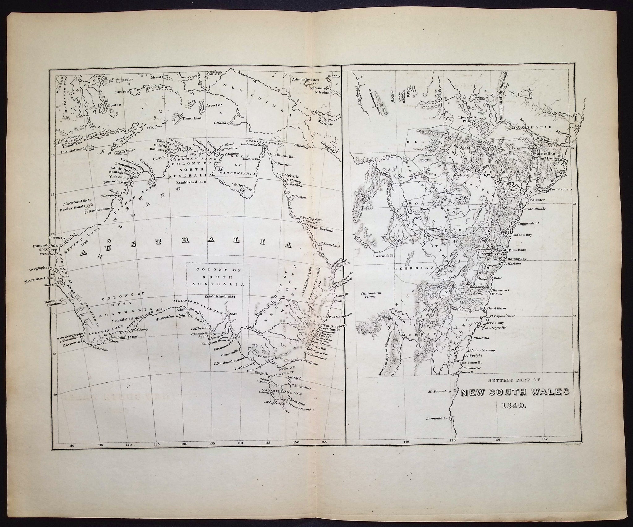 Map of Australia & New South Wales (Australia or New Holland)