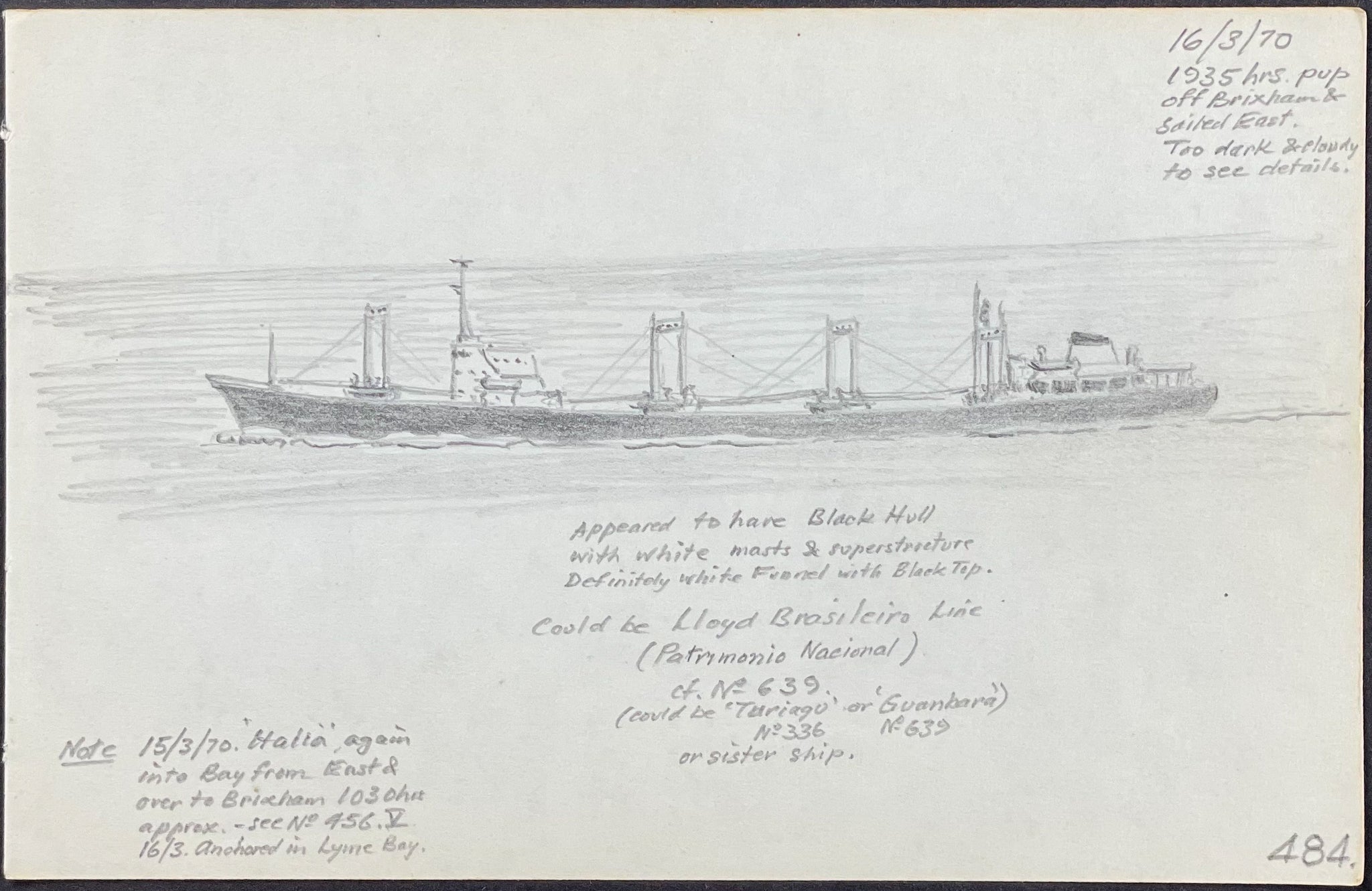 Original Drawing of Ship (Detailed & Dated)