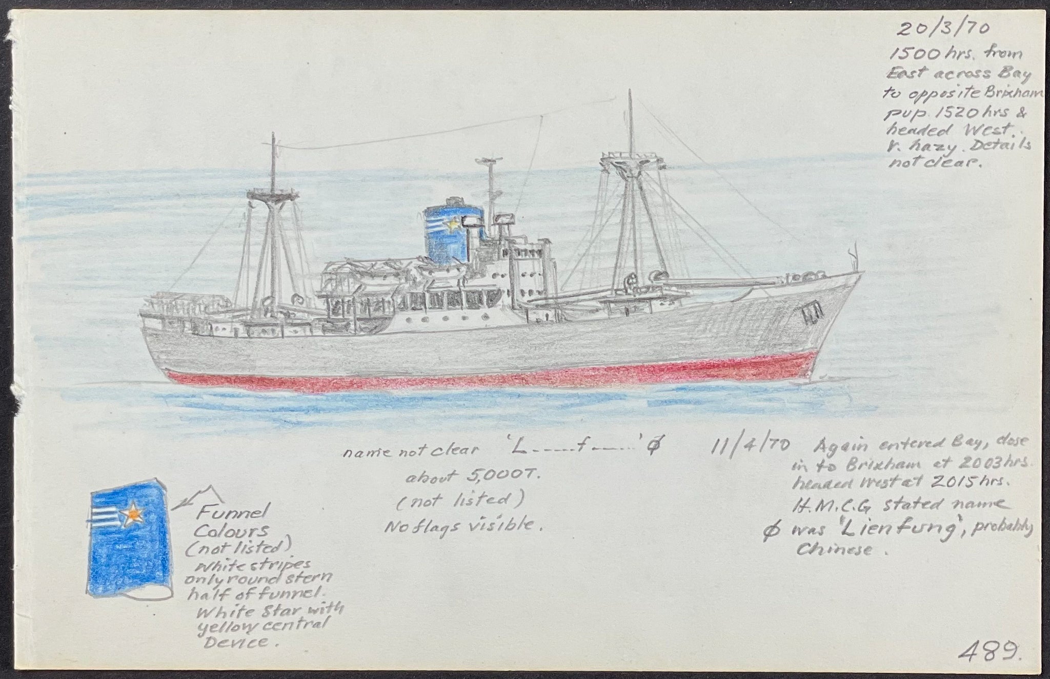 Original Drawing of Ship (Detailed & Dated)