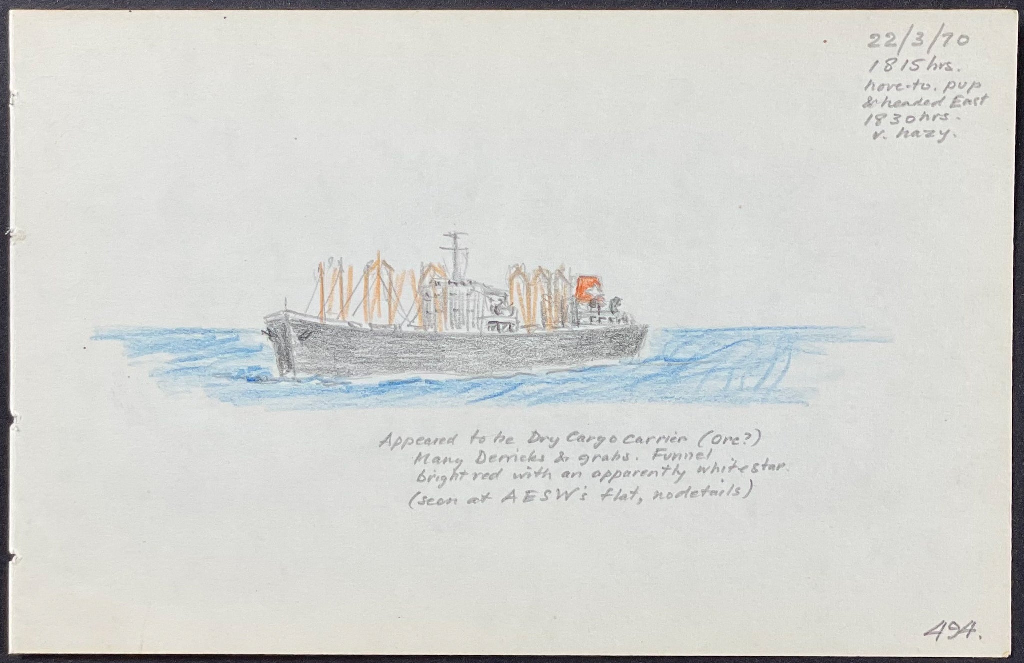 Original Drawing of Ship (Detailed & Dated)