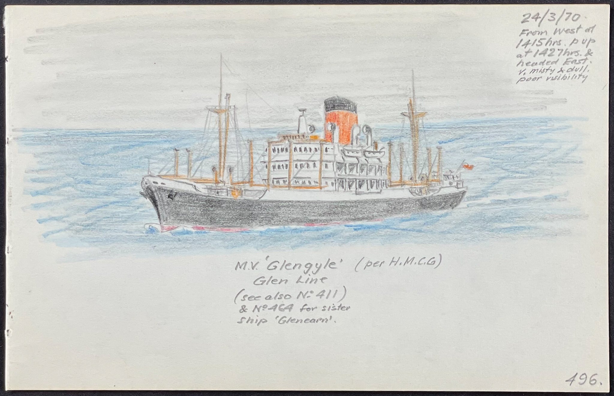 Original Drawing of Ship (Detailed & Dated)
