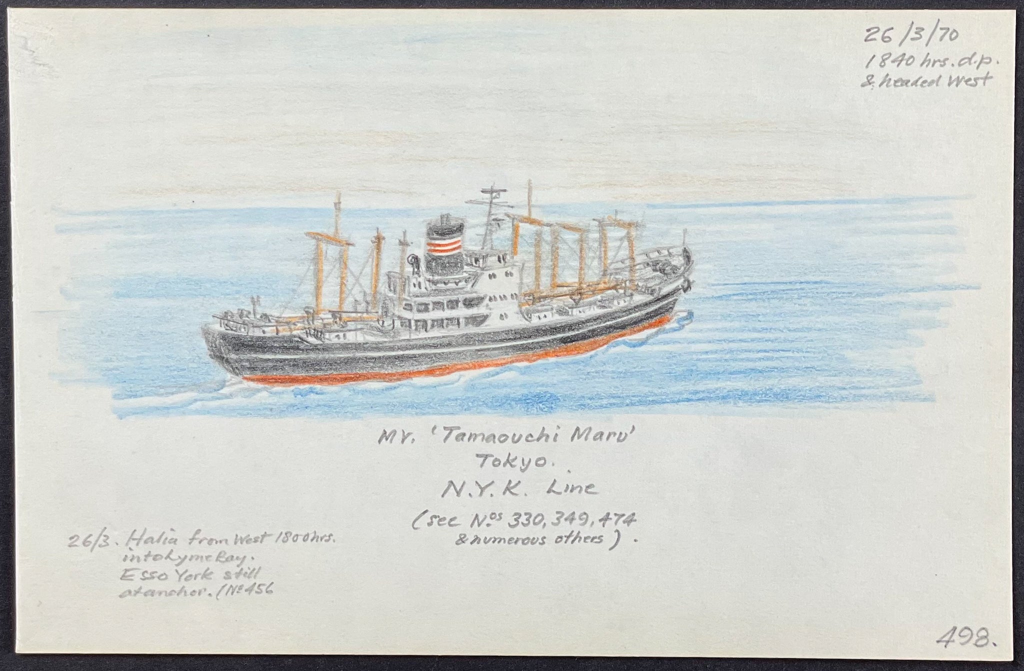 Original Drawing of Ship (Detailed & Dated)