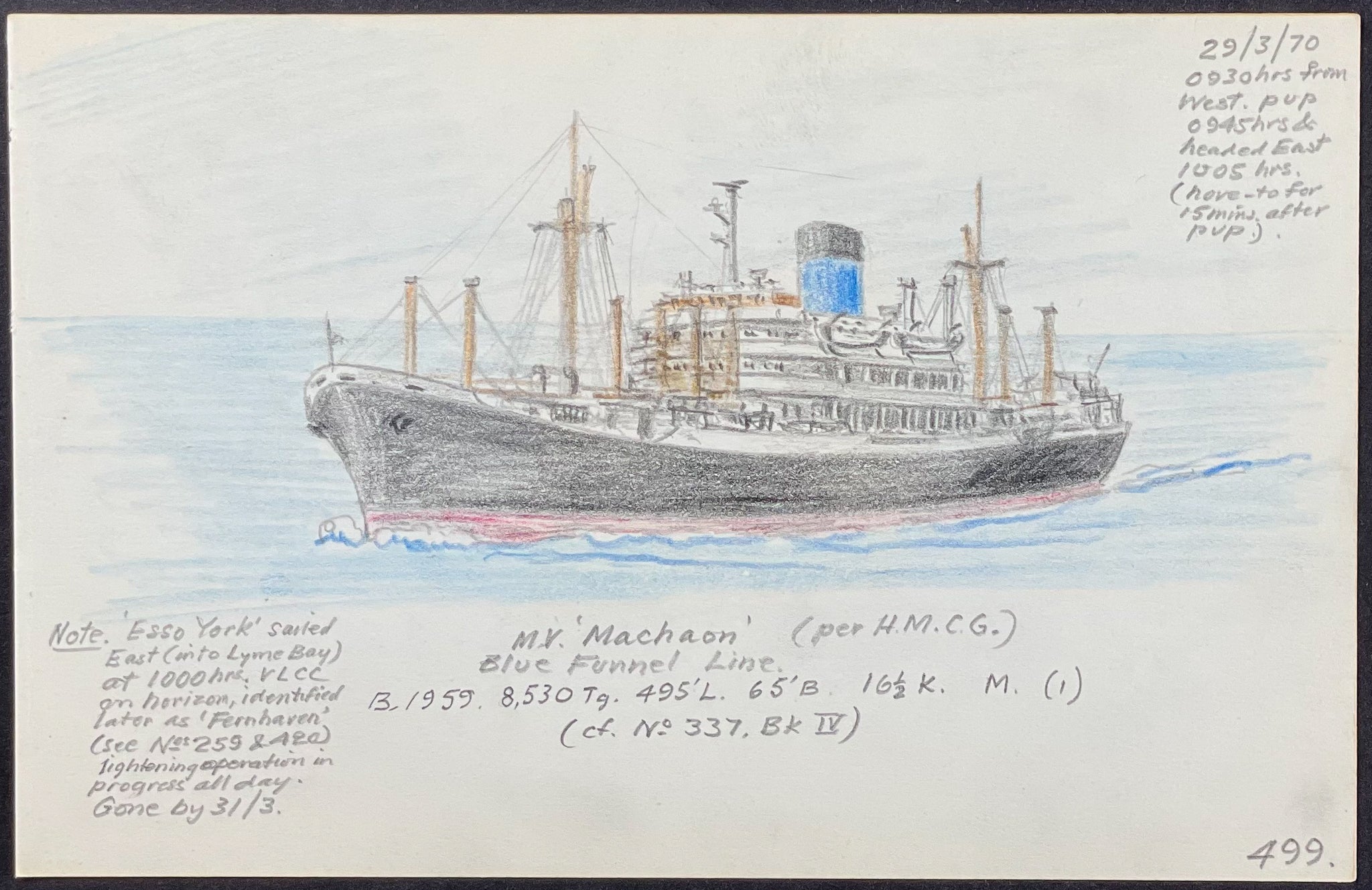 Original Drawing of Ship (Detailed & Dated)