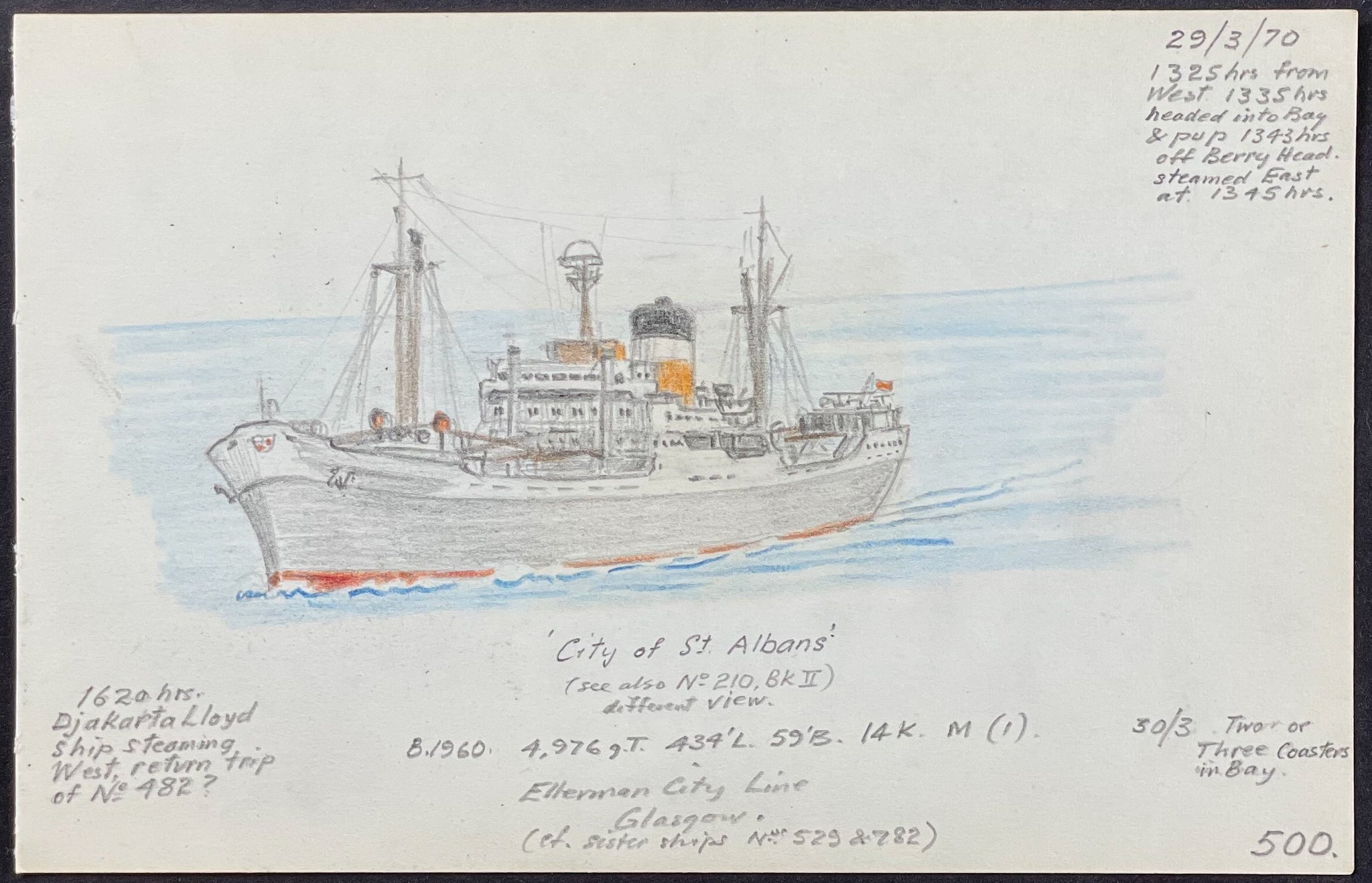 Original Drawing of Ship (Detailed & Dated)