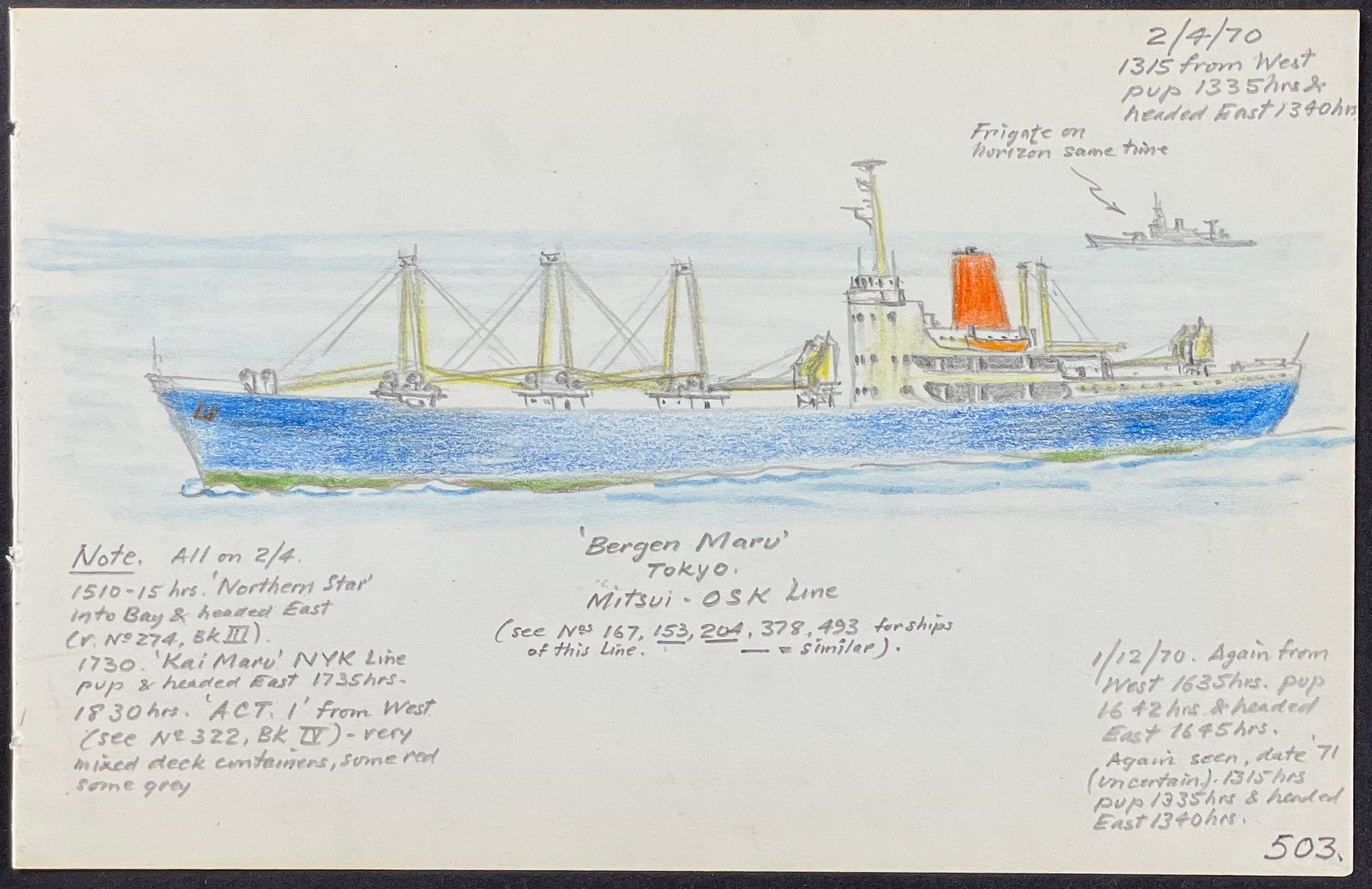 Original Drawing of Ship (Detailed & Dated)