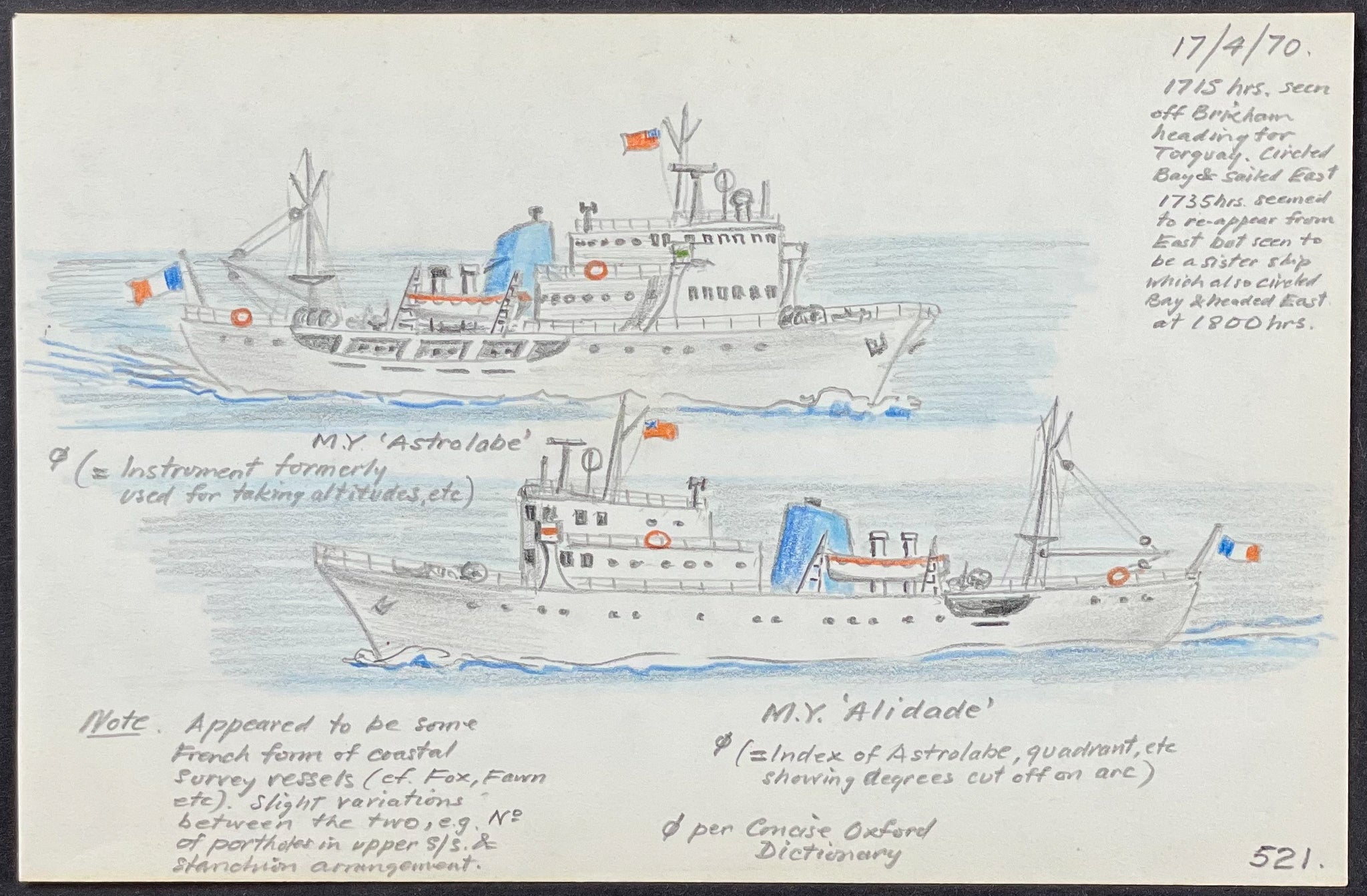 Original Drawing of Ship (Detailed & Dated)