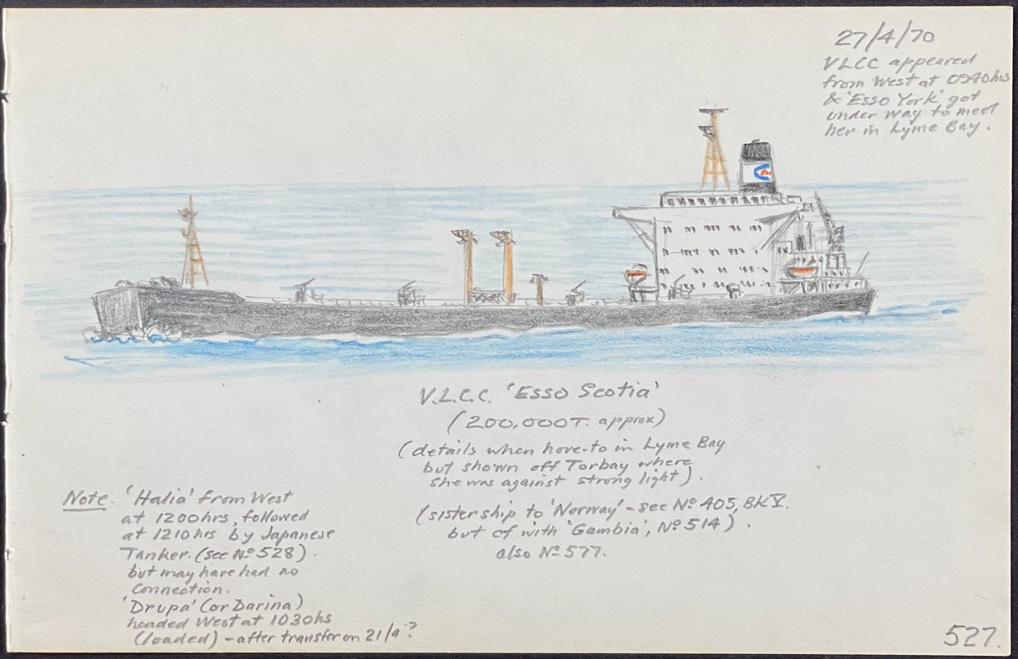 Original Drawing of Ship (Detailed & Dated)