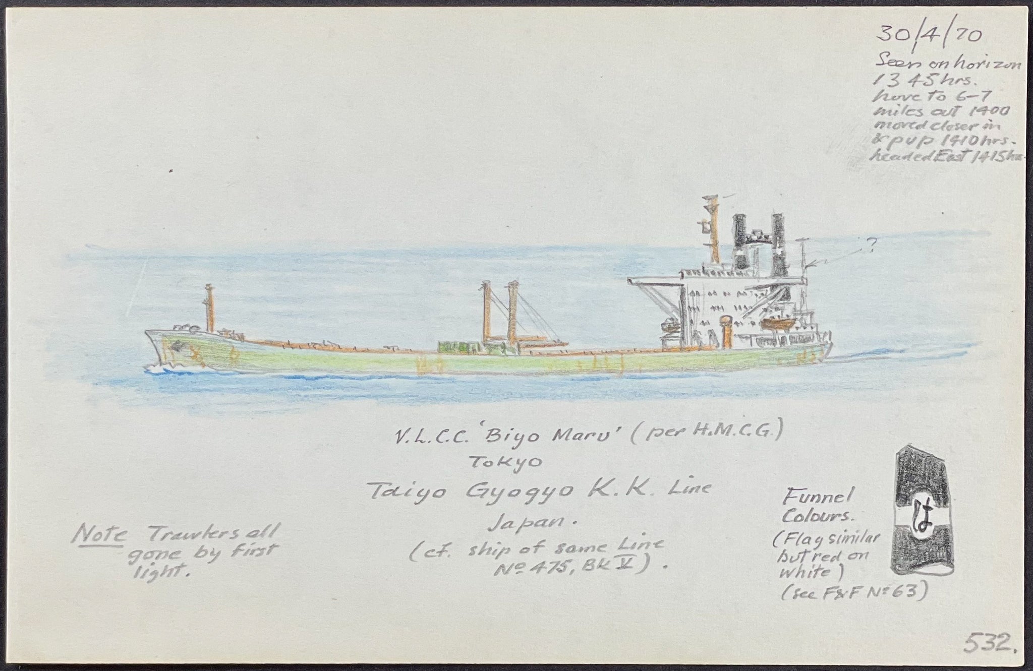 Original Drawing of Ship (Detailed & Dated)