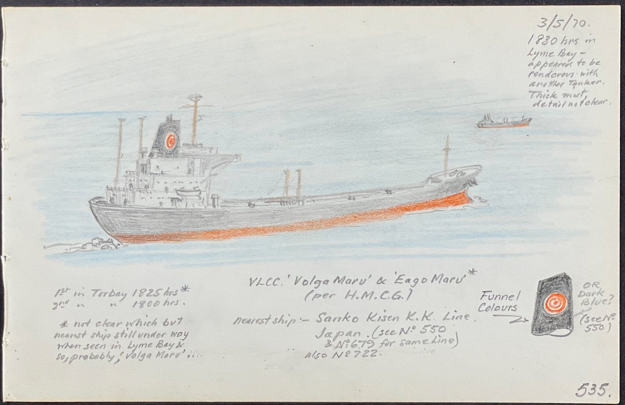Original Drawing of Ship (Detailed & Dated)
