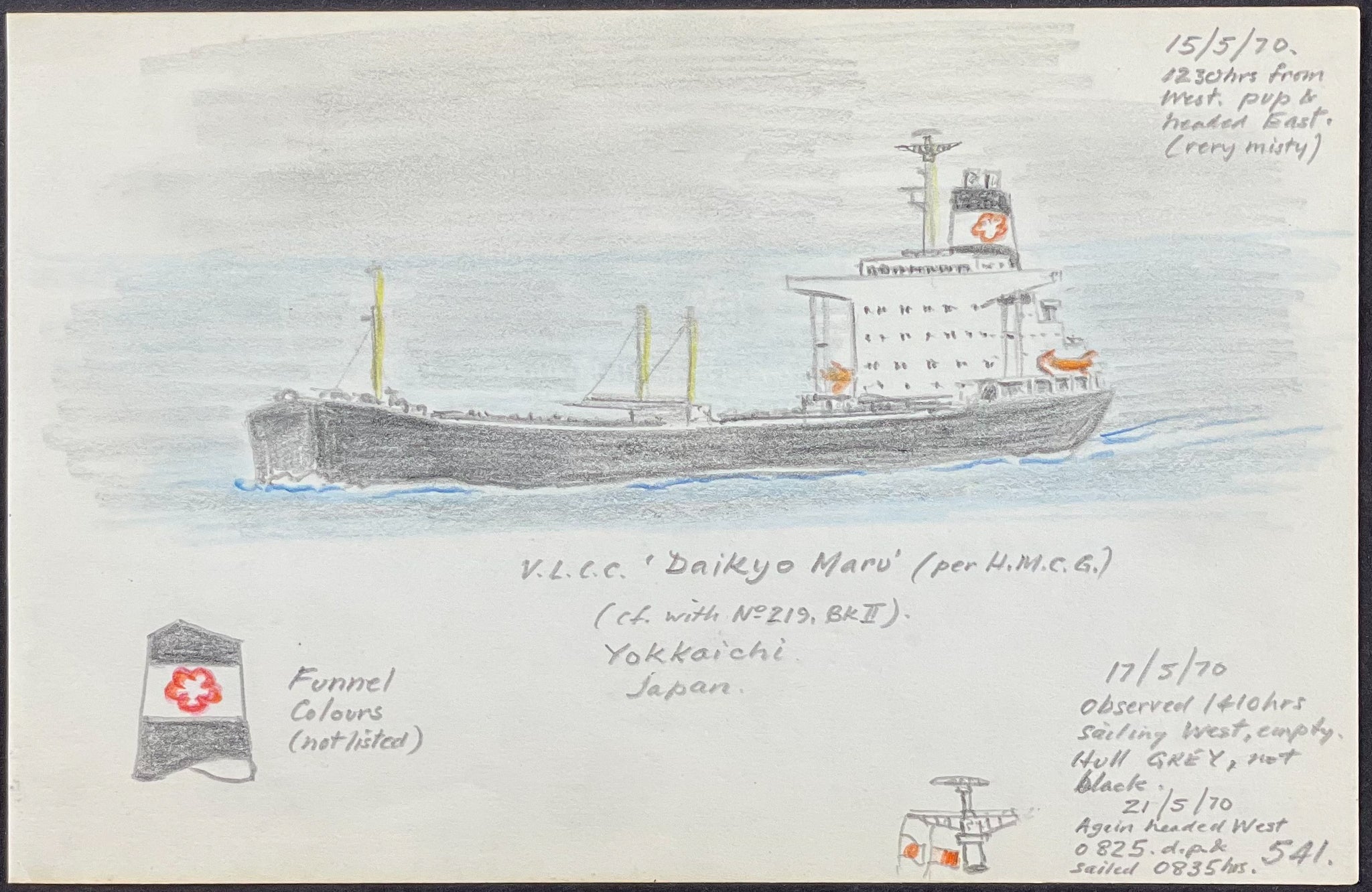 Original Drawing of Ship (Detailed & Dated)