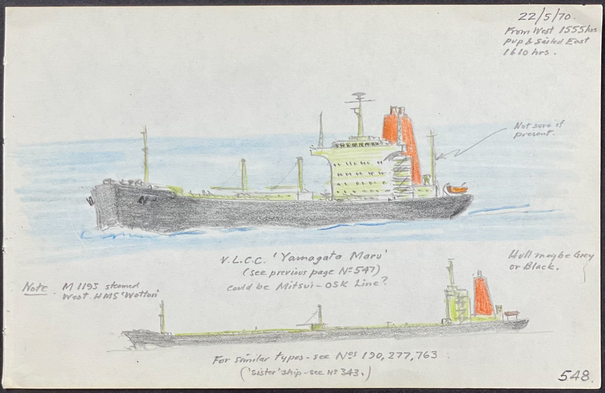Original Drawing of Ship (Detailed & Dated)