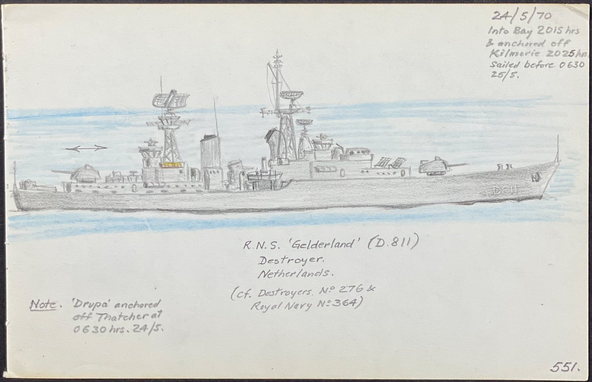 Original Drawing of Ship (Detailed & Dated)