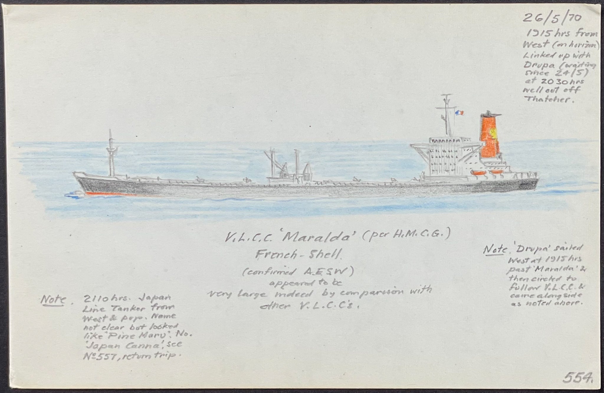 Original Drawing of Ship (Detailed & Dated)