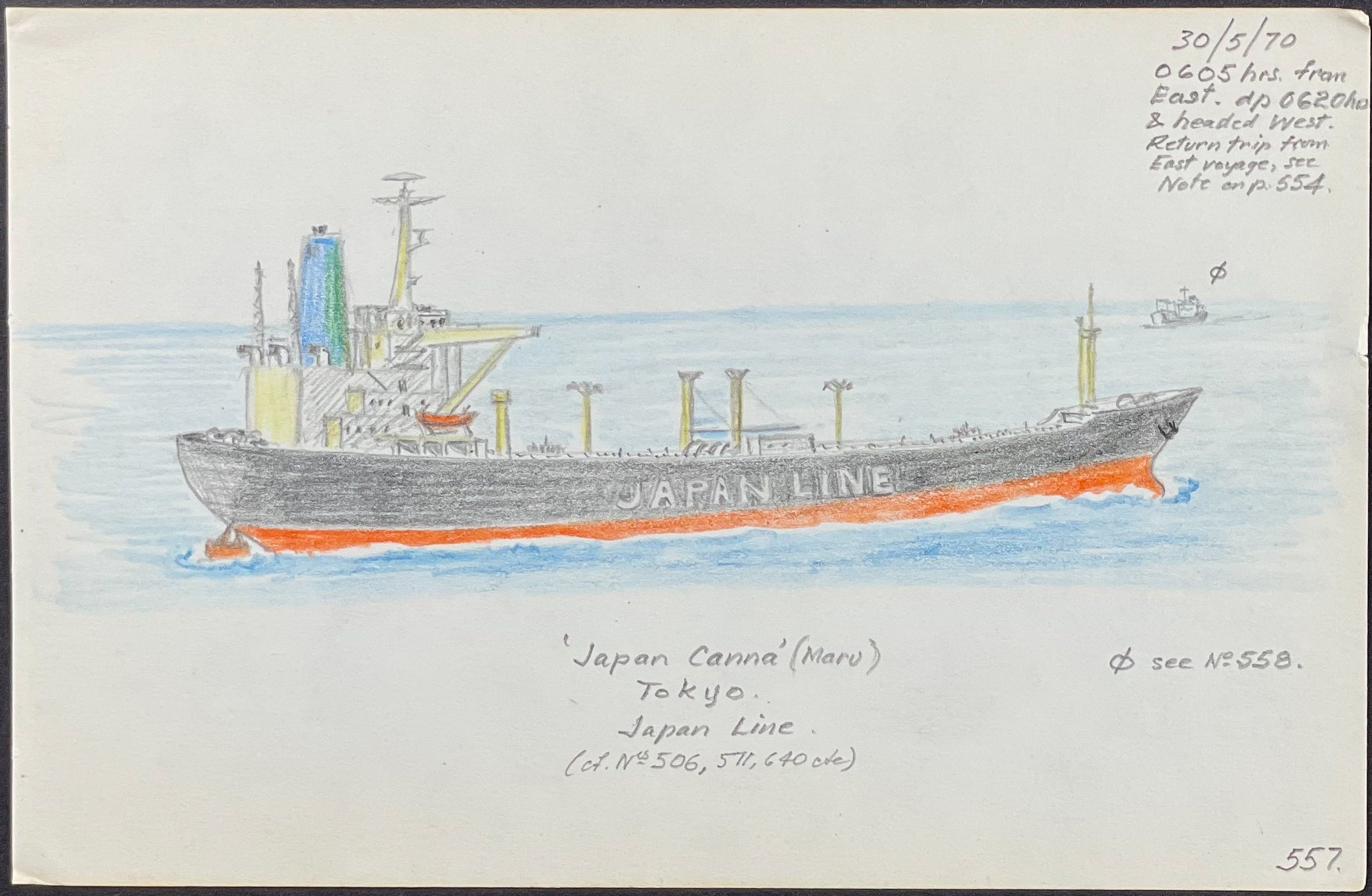 Original Drawing of Ship (Detailed & Dated)