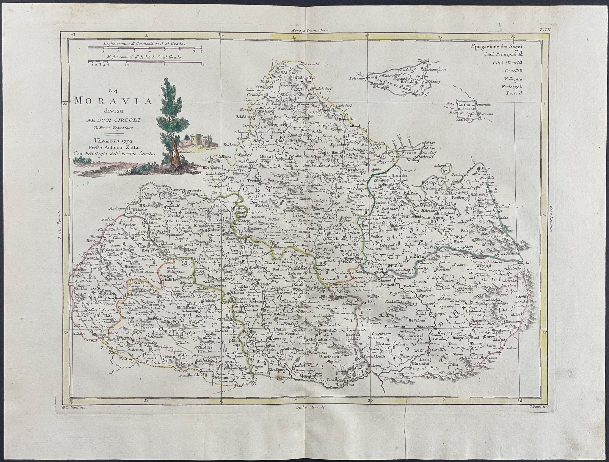 Map of Moravia, Czech Republic