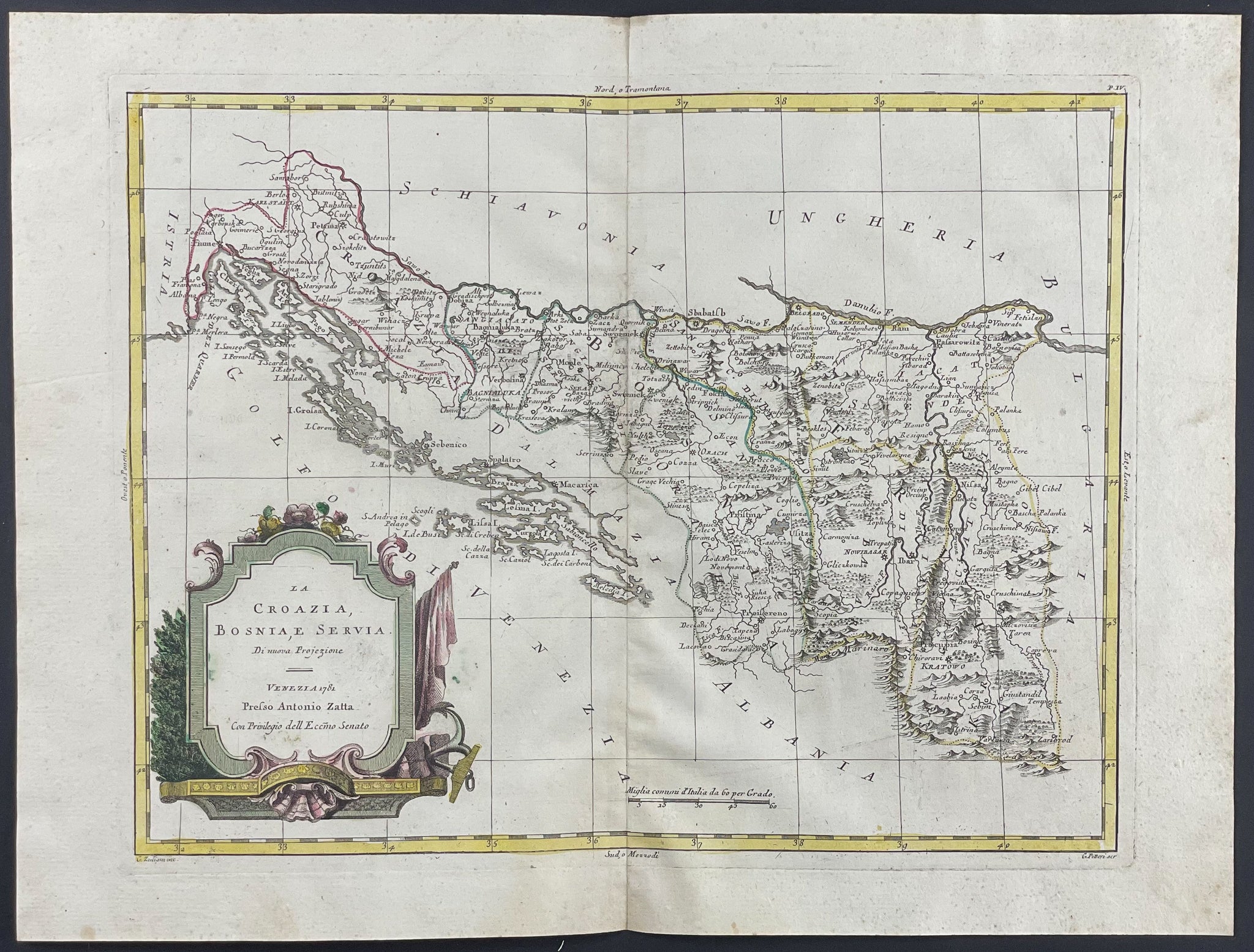 Map of Croatia, Bosnia, & Serbia