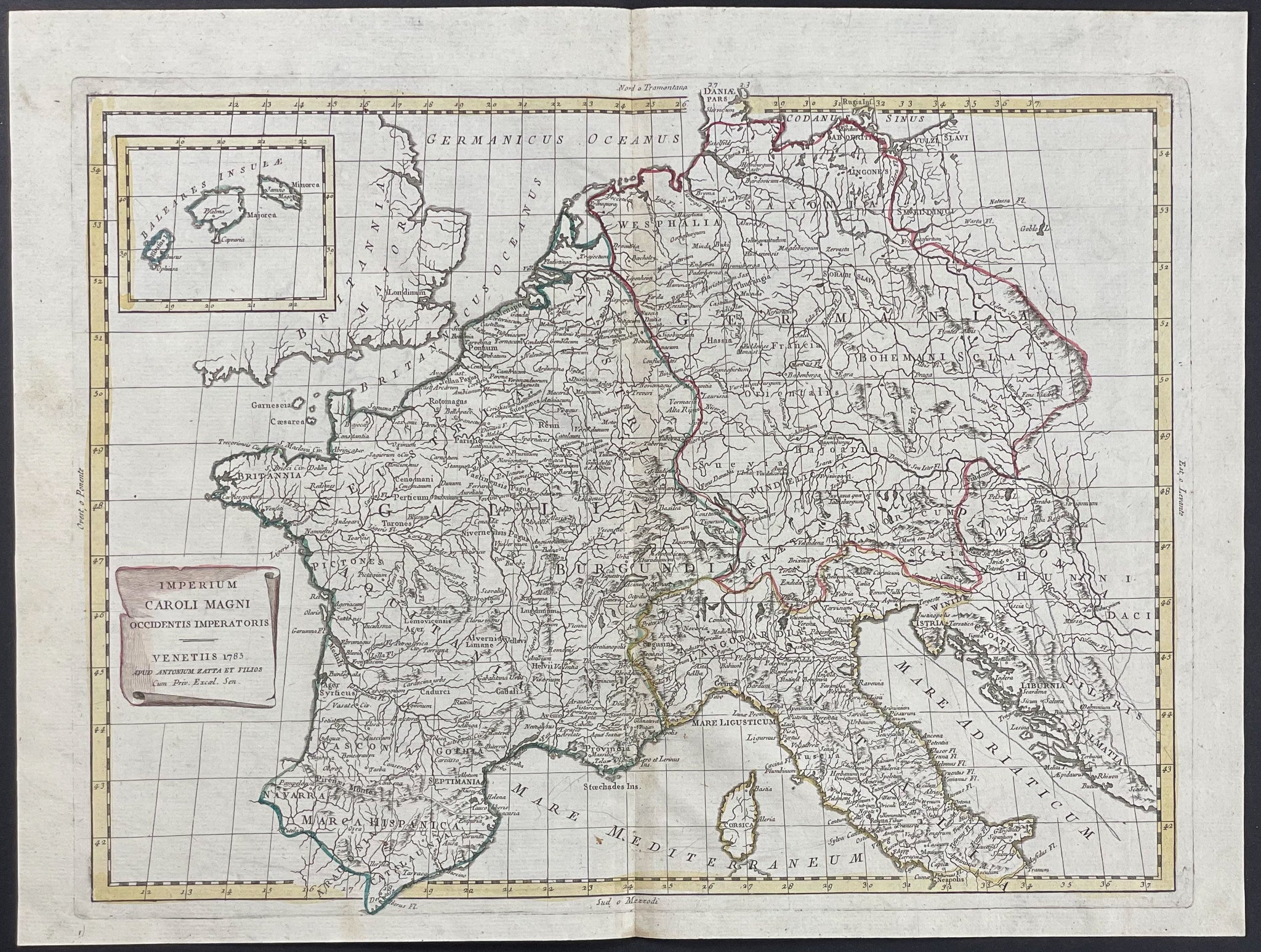 Map of Europe under the Rule of Charlemagne or Charles the Great